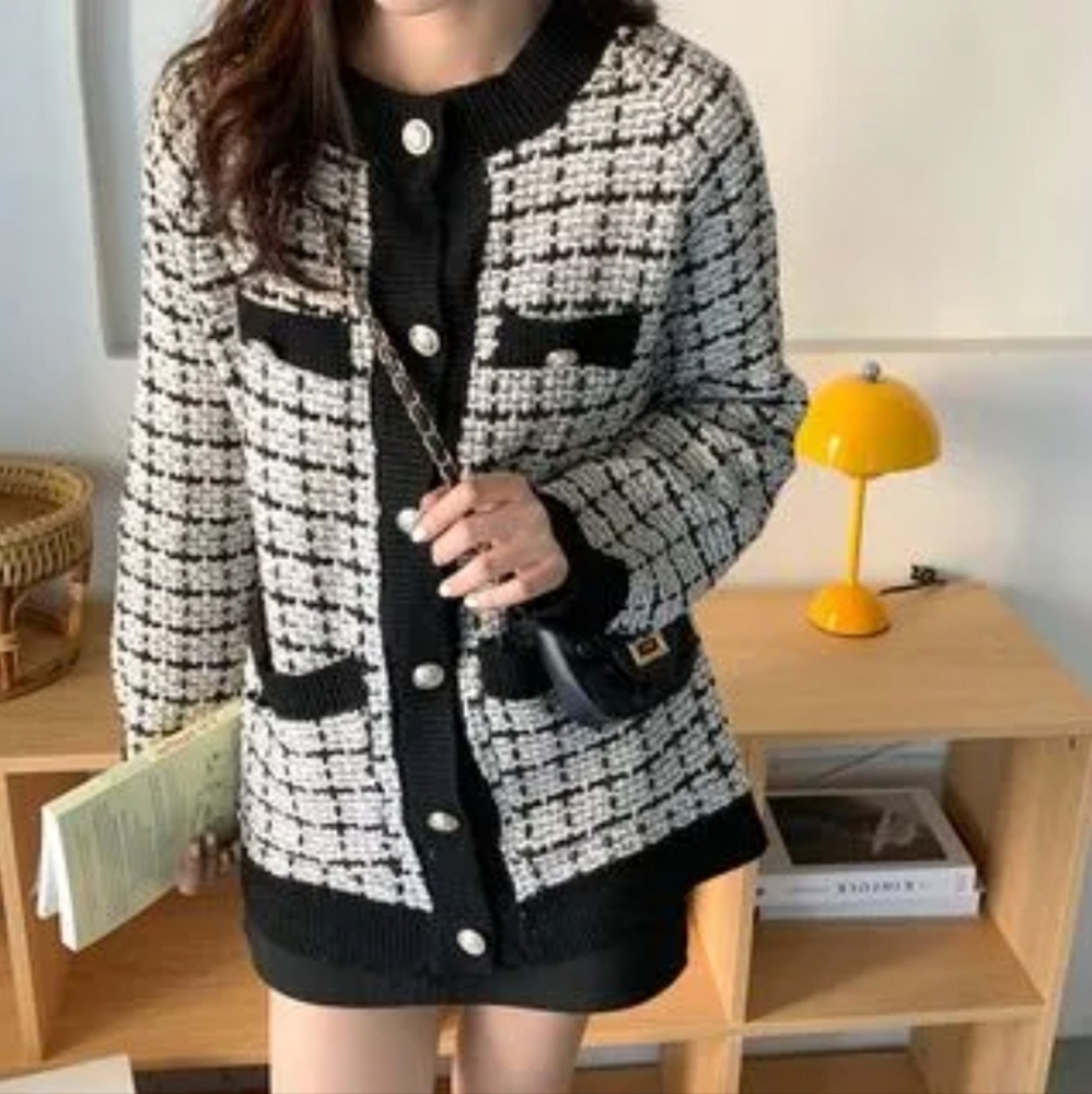 Autumn Plaid Sweater Coat